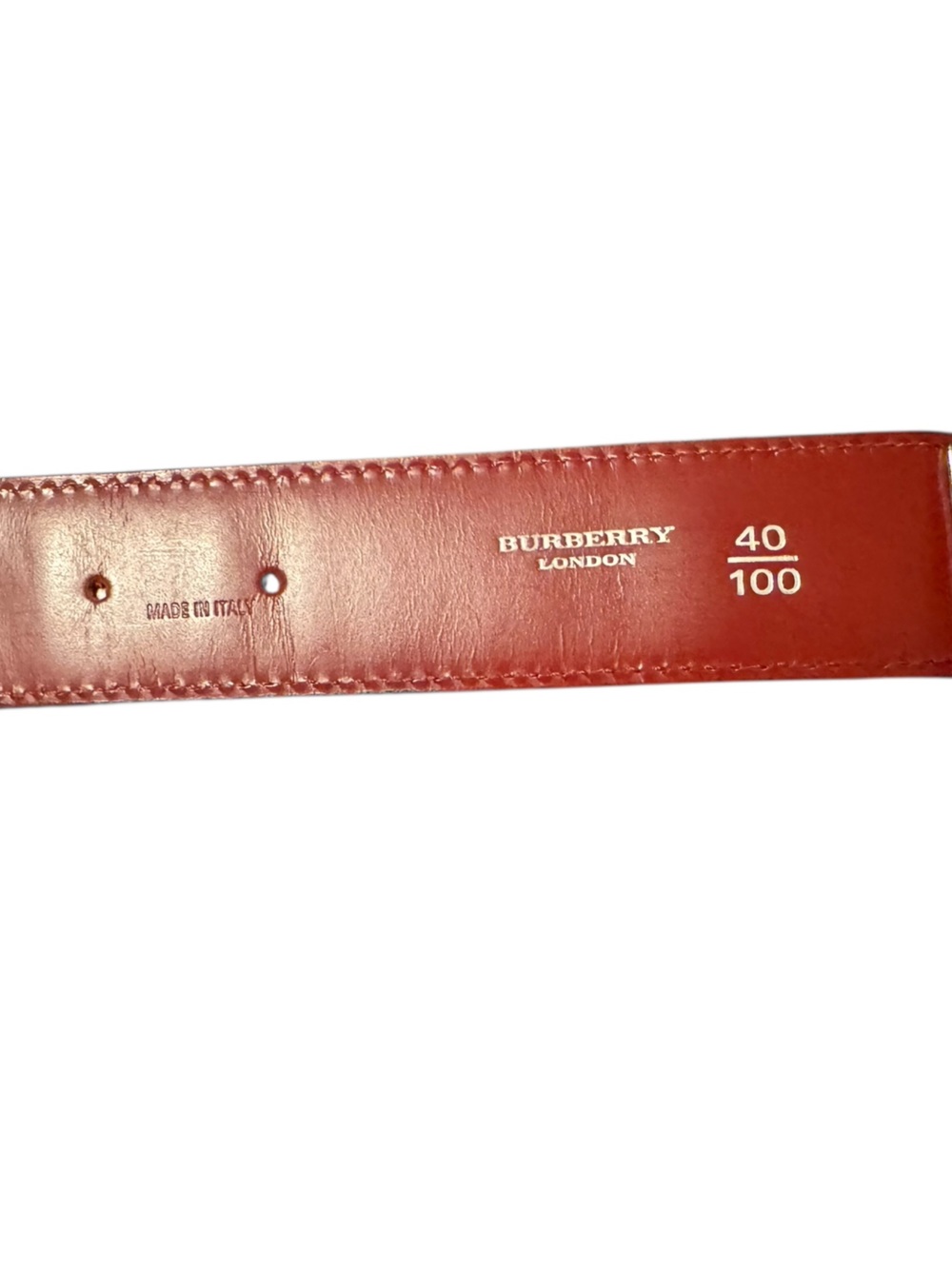 Burberry Red Leather Belt with White Logo Stamping - Picture 5 of 7